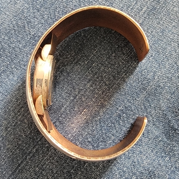 Sterling and copper bracelet watch. Works but needs battery. Marked sterling. - Picture 4 of 6